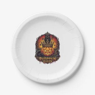 Kürbiskönigin Halloween Eule Spinne Schwarze Katze Pappteller