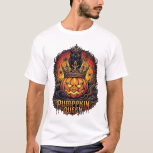 Kürbiskönigin Halloween Eule Spinne Schwarze Katze T-Shirt