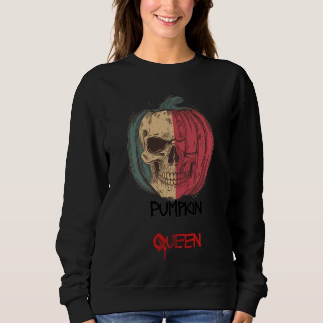 Kürbiskönigin Halloween Sweatshirt • Gruselige Vib (Vorderseite)