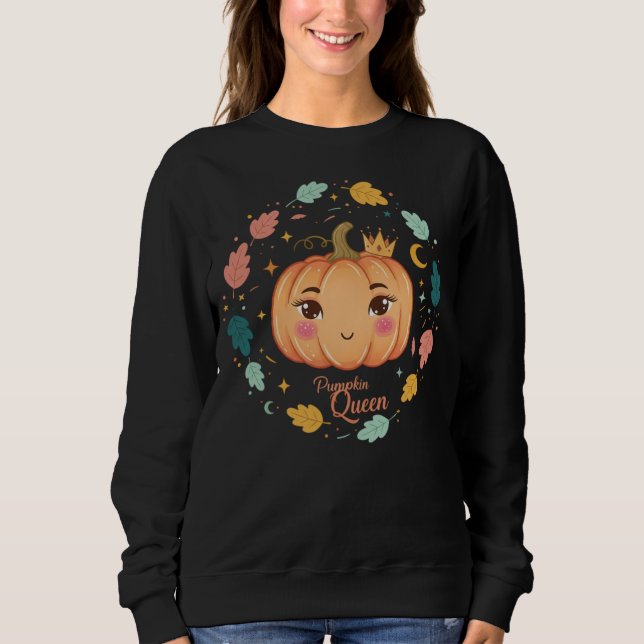 Kürbiskönigin – Süße Minimalistische Halloween-Äst Sweatshirt (Vorderseite)