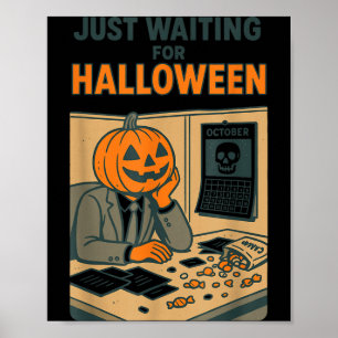 Kürbiskopf-Büroangestellter, der auf Halloween war Poster