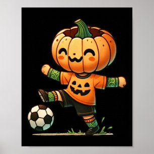 Kürbiskopf Fußball Halloween Kostüm Jungen Kinder Poster