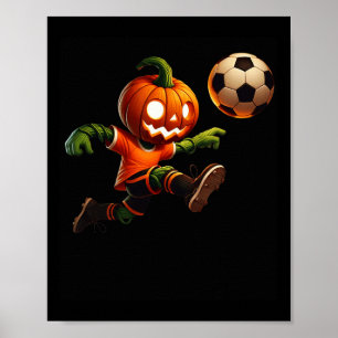 Kürbiskopf Fußball Halloween Kostüm Männer Jungen Poster