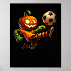 Kürbiskopf Fußball Halloween Kostüm Männer Jungen Poster