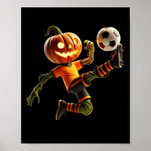 Kürbiskopf Fußball Halloween Kostüm Männer Jungen Poster