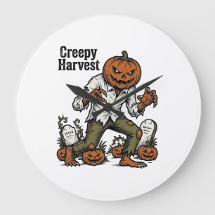Kürbiskopf-Monster Vintage-Halloween-Shirt Große Wanduhr