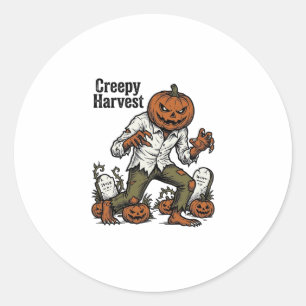 Kürbiskopf-Monster Vintage-Halloween-Shirt Runder Aufkleber