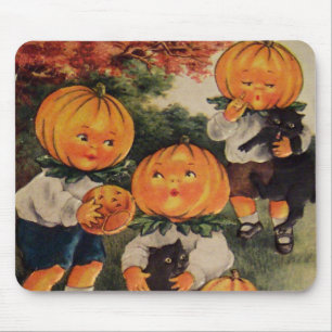 Kürbisköpfe (Vintage-Halloween-Karte) Mousepad