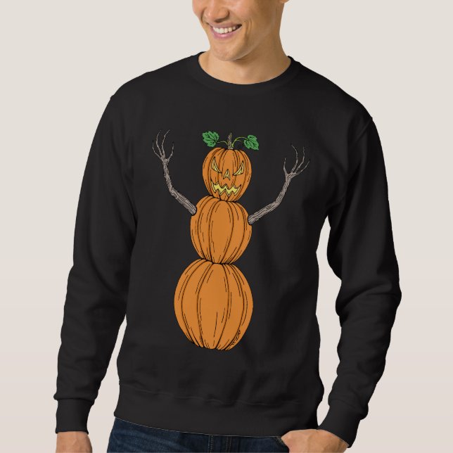Kürbisköpfige Halloween-Geister-Kunst Sweatshirt (Vorderseite)