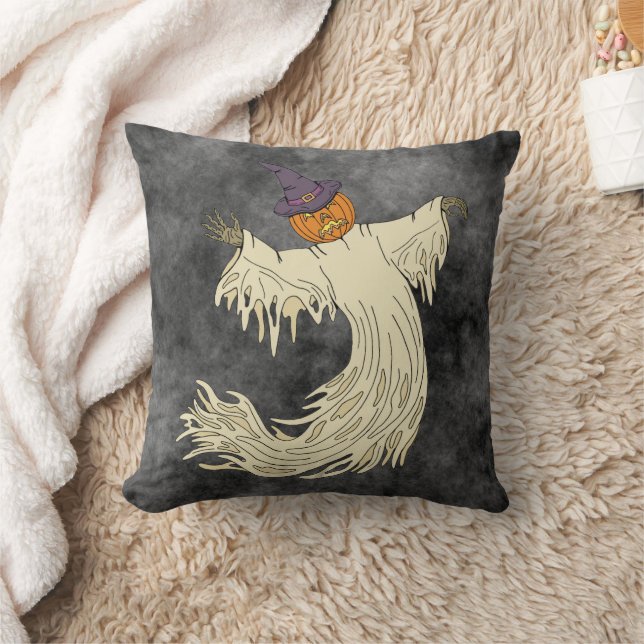 Kürbisköpfiger Geist Halloween-Kunst Kissen (Decke)