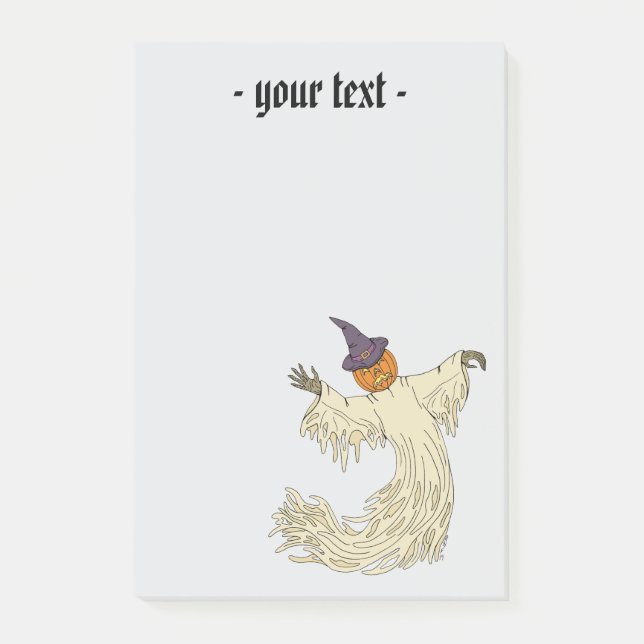 Kürbisköpfiger Geist Halloween-Kunst Post-it Klebezettel (Vorderseite)