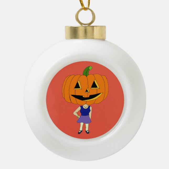 Kürbiskopflöte Keramik Kugel-Ornament (Vorderseite)