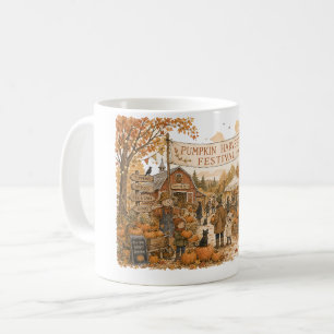 Kürbiskose-Festszene-Illustration Kaffeetasse