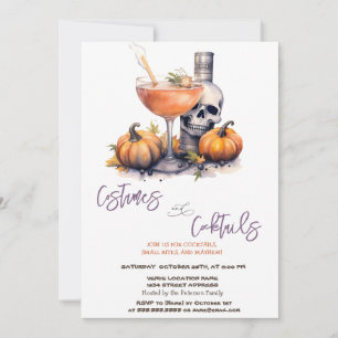 Kürbiskostüme & Cocktail Halloween Einladung