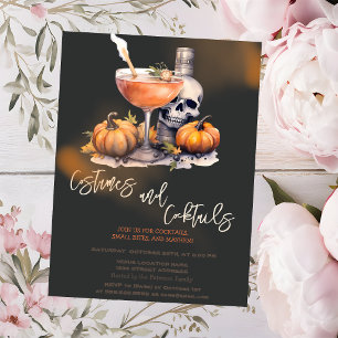 Kürbiskostüme & Cocktail Schwarzes Halloween Einladung