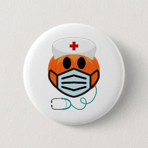 Kürbiskrankenschwester Lustiges Gruseliges Hallowe Button