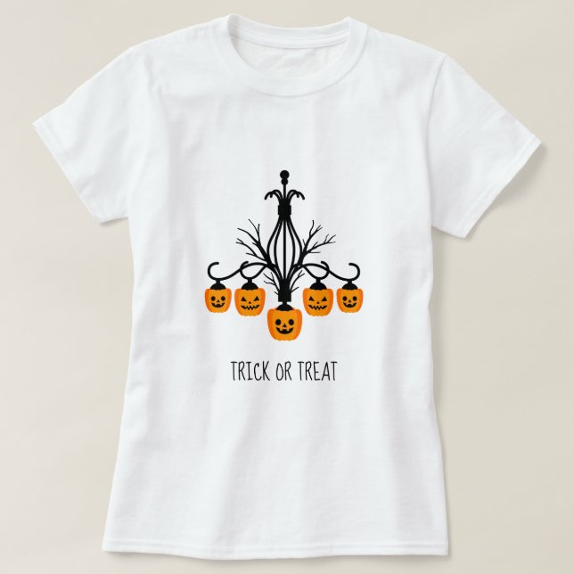 Kürbiskronleuchter Halloween T-Shirt (Design vorne)