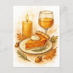Kürbiskuchen & Apfelwein Thanksgiving-Postkarte Feiertagspostkarte