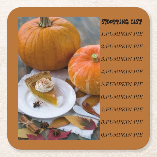 KÜRBISKUCHEN, FEIERTAGSLISTE, THANKSGIVING-UNTERSE RECHTECKIGER PAPPUNTERSETZER (Vorderseite)