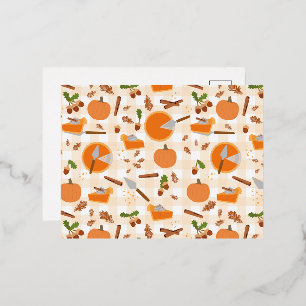 Kürbiskuchen Herbst Muster Folien Feiertagspostkarte