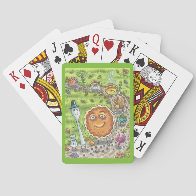 Kürbiskuchen kommt. ERNTEDANK SPIELKARTEN (Rückseite)
