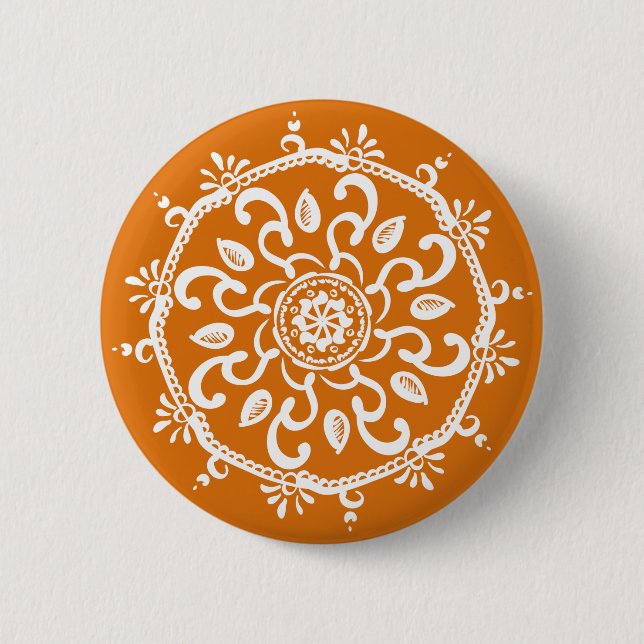 Kürbiskuchen-Mandala Button (Vorderseite)