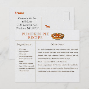 Kürbiskuchen-Rezeptkarte Thanksgiving und Weihnach
