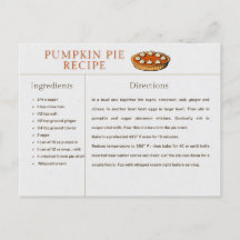 Kürbiskuchen-Rezeptkarte Thanksgiving und Weihnach