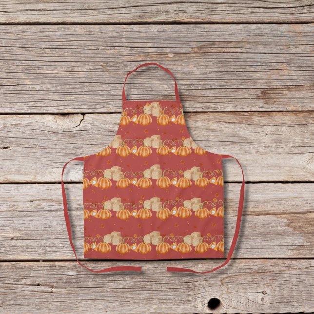 Kürbiskuchen und braune Zuckerwürfel rot Schürze (Von Creator hochgeladen)