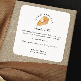 Kürbiskuchen Wasserfarbe Bakery Zutat Produkt Quadratischer Aufkleber