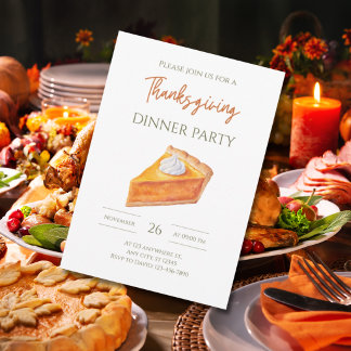 Kürbiskuchenstück Thanksgiving-Dinner Herbstparty Einladung