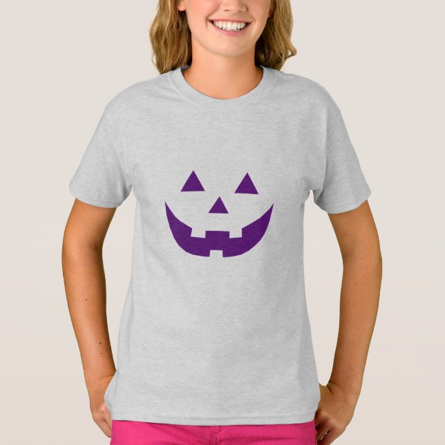 Kürbiskürbis der lila Kürbislaterne Halloween T-Shirt (Vorderseite)