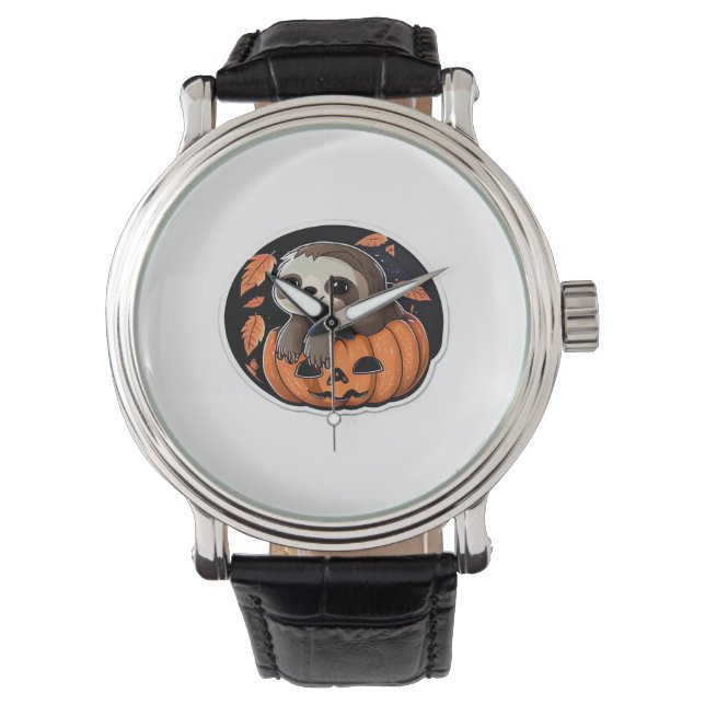 Kürbiskürbis Halloween-Aufkleber Oversized T - Shi Armbanduhr (Vorderseite)