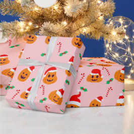 Kürbiskürbis mit Santa-Clubhut Geschenkpapier