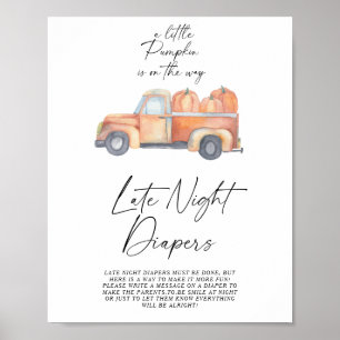Kürbislasterwagen Herbst Späte Nacht Windeln Spiel Poster