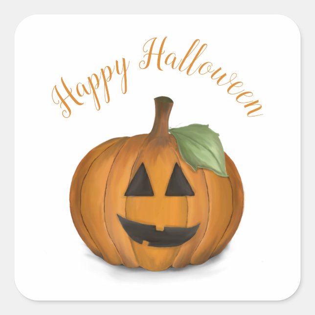 Kürbislaterne am Pumpkin Patch Square Sticker (Vorderseite)