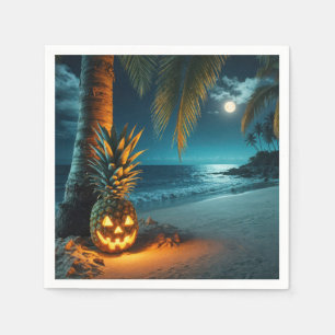 Kürbislaterne Ananas an einem Strand Serviette