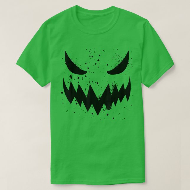 Kürbislaterne Beängstigend Pumpkin Face Funny Hall T-Shirt (Design vorne)
