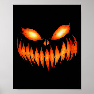 Kürbislaterne Beängstigend Pumpkin Face Halloween  Poster