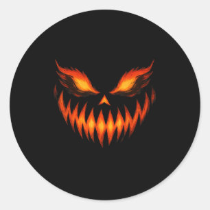 Kürbislaterne Beängstigend Pumpkin Face Halloween Runder Aufkleber