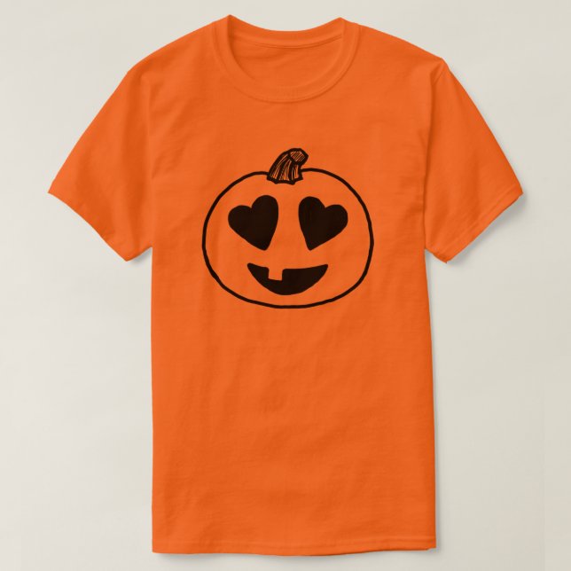 Kürbislaterne Emoji heart eyes emoji halloween T-Shirt (Design vorne)