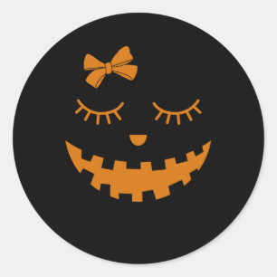 Kürbislaterne Eyelashes Pumpkin Face Halloween Gi Runder Aufkleber