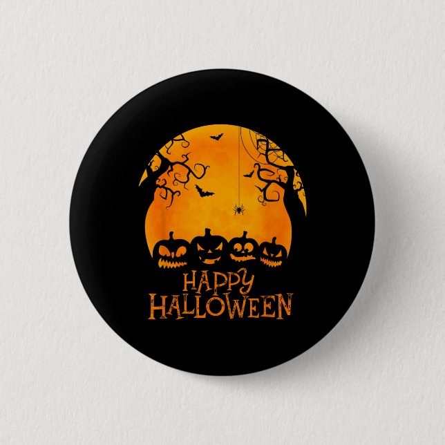 Kürbislaterne Face Happy Halloween Pumpkins Männer Button (Vorderseite)