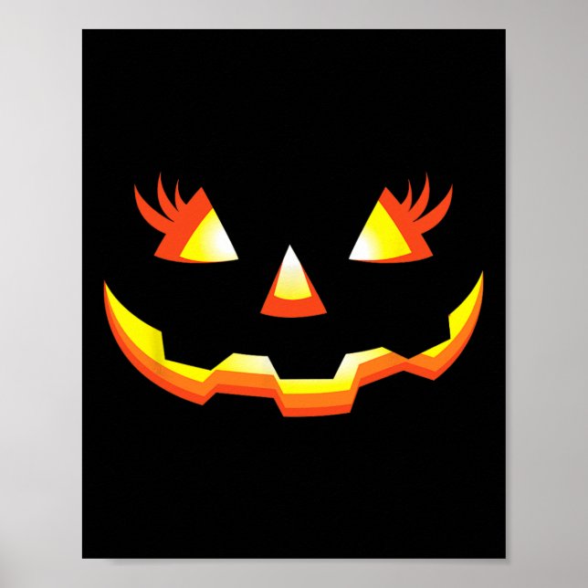 Kürbislaterne Face Pumpkin Eyelashes Halloween Co Poster (Vorne)