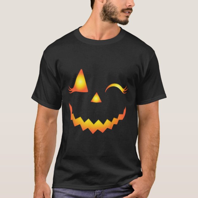 Kürbislaterne Face Pumpkin Eyelashes Hallowen Cos T-Shirt (Vorderseite)