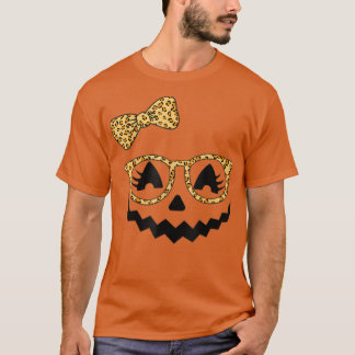 Kürbislaterne Face Pumpkin Halloween Leopard Prin T-Shirt