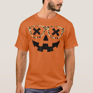 Kürbislaterne Face Pumpkin Halloween Leopard Prin T-Shirt