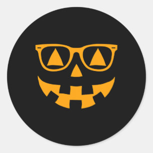 Kürbislaterne Face Sungles Gles Halloween Pumpkin Runder Aufkleber