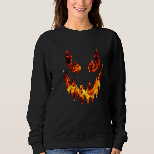 Kürbislaterne Gesicht wütendes Feuer Sweatshirt (Vorderseite)