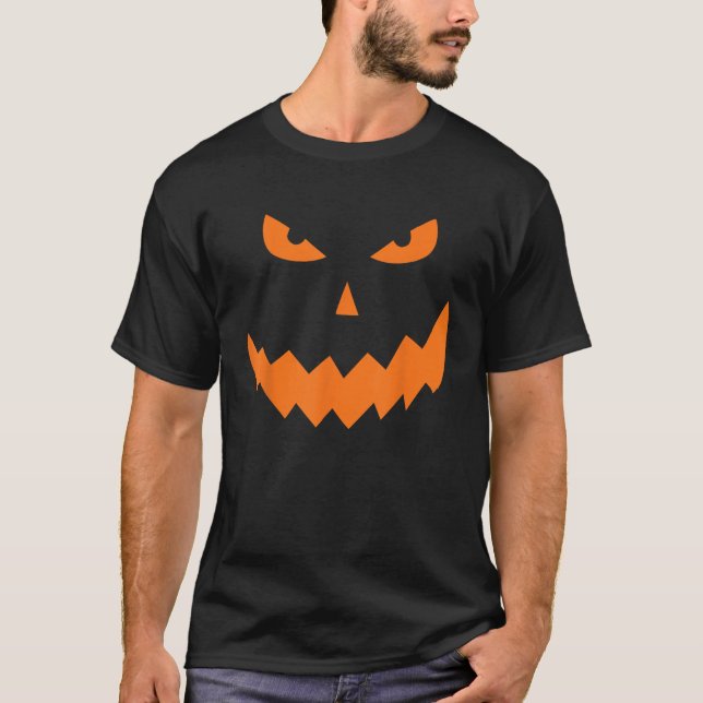 Kürbislaterne Giant Pumpkin Face Halloween Costum T-Shirt (Vorderseite)